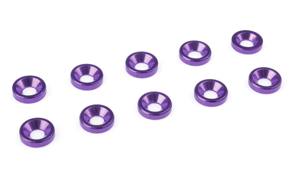Team Corally - Aluminium Washer - for M3 Flat Head Screws - OD=8mm - Purple - 10 pcs