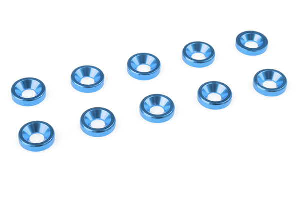 Team Corally - Aluminium Washer - for M3 Flat Head Screws - OD=8mm - Blue - 10 pcs