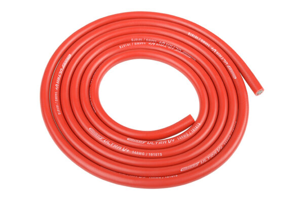 Team Corally - Ultra V+ Silicone Wire - Super Flexible - Red - 14AWG - 1018 / 0.05 Strands - ODø 3.5mm - 1m