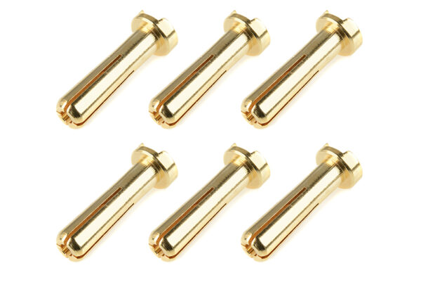 Team Corally - Bullit Connector 4.0mm - Male - Solid Type - Gold Plated - Ultra Low Resistance - Wire 90° - 6 pcs