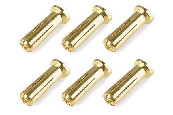 Team Corally - Bullit Connector 5.0mm - Male - Solid Type - Gold Plated - Ultra Low Resistance - Wire 90° - 6 pcs