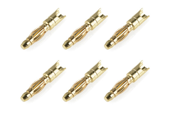 Team Corally - Bullit Connector Male 2.0mm - Spring Type - Gold Plated - Wire Straight - 6 pcs