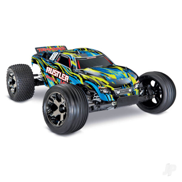 Traxxas TRX37076-4-YLW Rustler VXL 1:10 2WD TSM RTR Brushless - Yellow