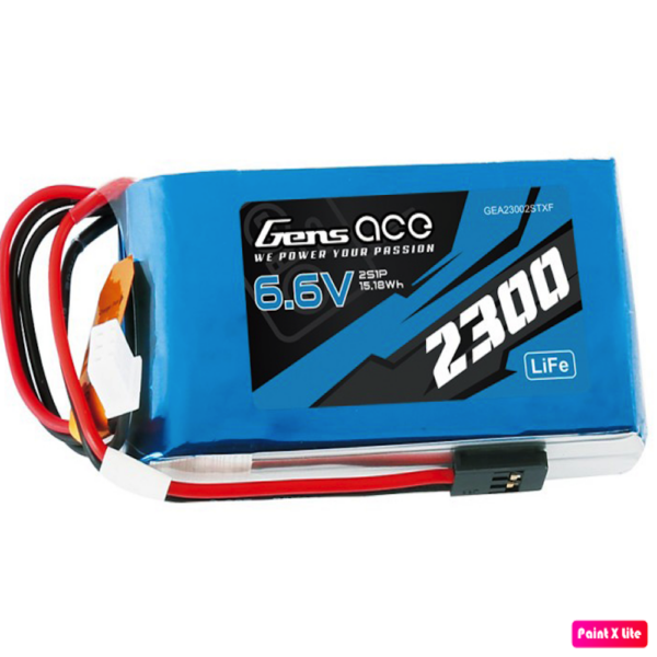 thumbnail image 2 of 2X Gens Ace 2300mAh 6.6V 2S LiFe TX Battery Pack With JR-3P Plug For QX7 Transmitter 2 of 2