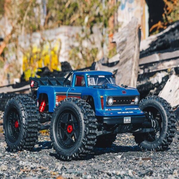 ARRMA ARA4410V2T2  1/10 Outcast 4X4 4S V2 BLX Stunt Truck RTR - Blue - Image 16