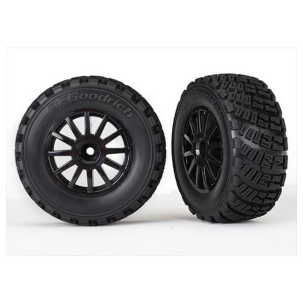 Traxxas TRX7473T Tires wheels, assembled,(black wheels, gravel pattern tire