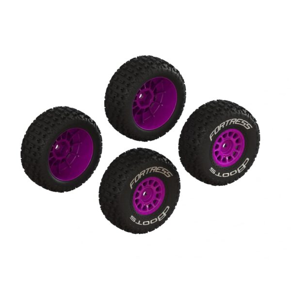 ARRMA ARA-1570 dBoots 'FORTRESS' Glued Tire Set, Purple (2 Pairs)