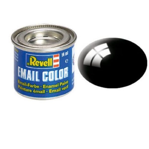 Revell 32107 Gloss Black (RAL 9005) Email Color Enamel 14ml