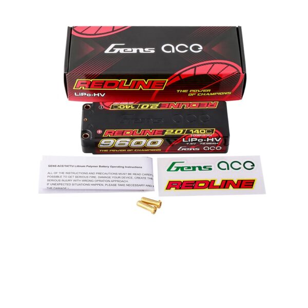 Gens Ace GC2H9600-140T Li-Po HV Car Hard Case 2S 7.6V 9600mAh 140C RL2 Short 5mm - Image 2