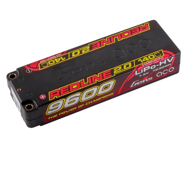 Gens Ace GC2H9600-140T Li-Po HV Car Hard Case 2S 7.6V 9600mAh 140C RL2 Short 5mm