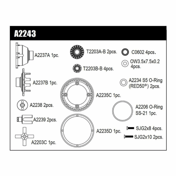Mugen A2243 DIFFERENTIAL SET