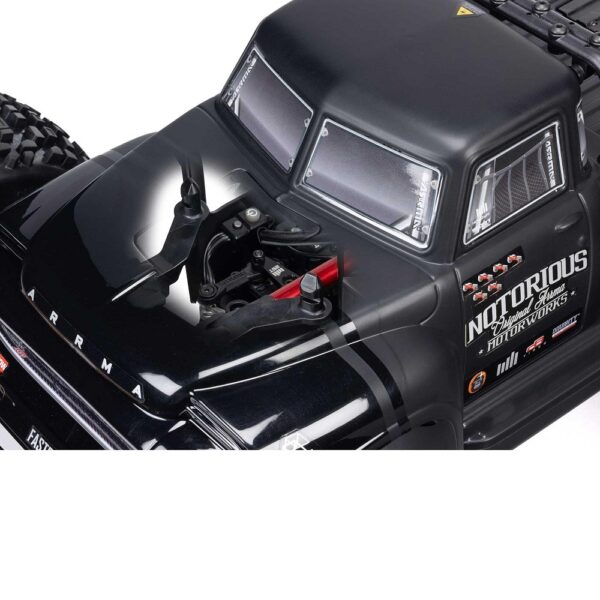 Arrma ARA8611V6T1 1/8 NOTORIOUS 6S V6 4X4 BLX Stunt Truck RTR Black - Image 5