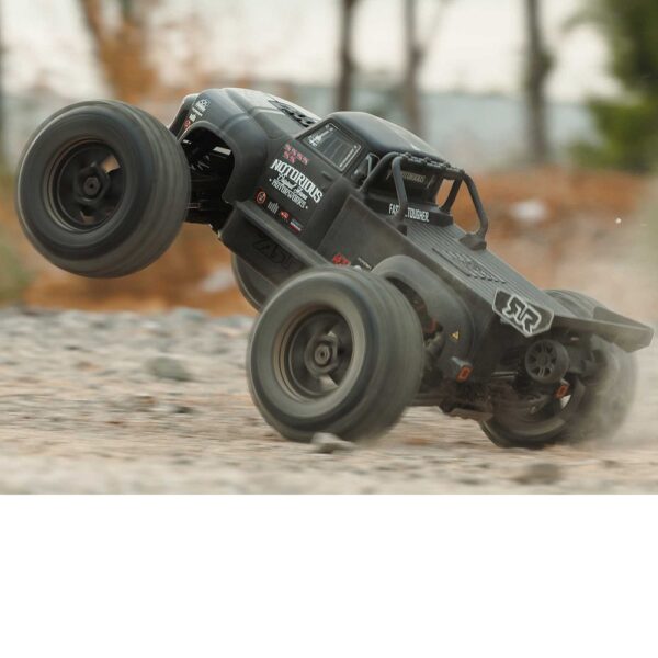 Arrma ARA8611V6T1 1/8 NOTORIOUS 6S V6 4X4 BLX Stunt Truck RTR Black - Image 15