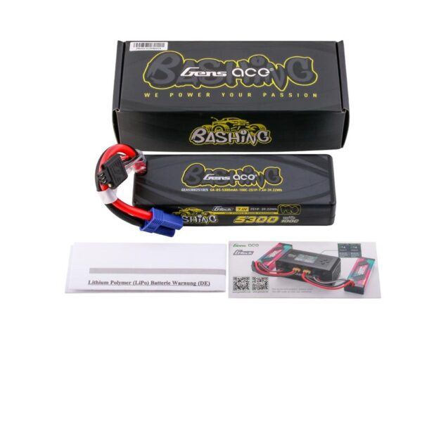 Gens Ace GT2S5300-100E5 Li-Po Car G-Tech 2S 7.4V 5300mAh 100C Bashing w/EC5 (Promoto - Image 2