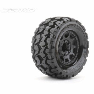 Jetko JK2801CB EX Tyre MT Tomahawk Black Wheel 2.8 HEX 12,14,17MM (2)"