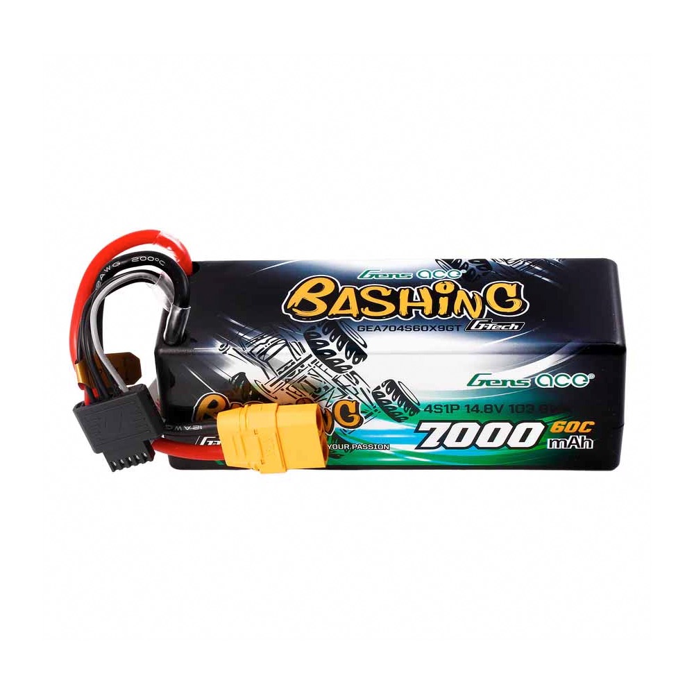 Gens Ace GEA704S60X9GT BASHING LIPO 4S-14.8V-7000-60C (XT90) 138X47X49MM 590G G-TECH