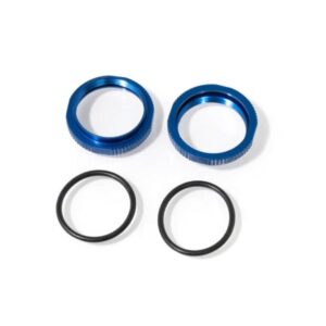 TEKNO RC TKR6013BL Shock Adjustment Collars (short, aluminum, BLUE ano, 2pcs)