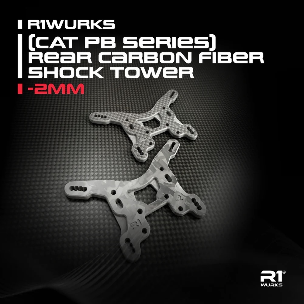 R1 Wurks R1W-900266 Gloss Carbon Fibre -2mm Rear Shock Tower (Schumacher Cat PB) - Image 2