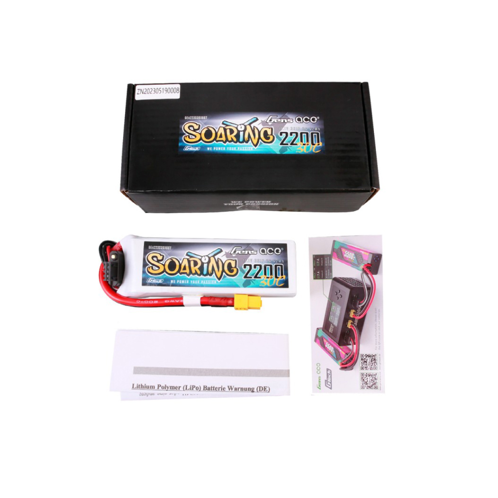 Gens Ace GT3S2200-30x6 Li-Po G-Tech 3S 11.1V 2200mAh 30C Soaring with XT60 - Image 4