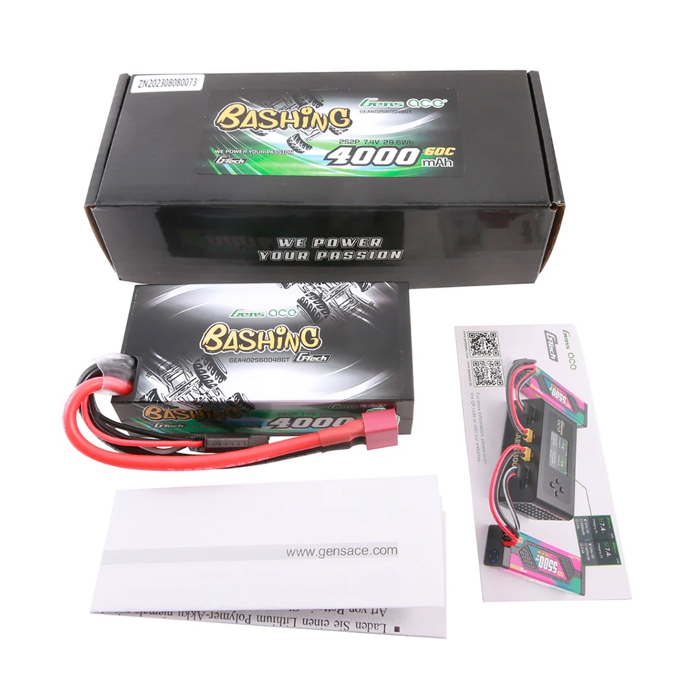Gens Ace GTC2S2P4000-60T Li-Po G-Tech Car Hard Case 2S2P 7.4V 4000mAh 60C Shor T-Type - Image 2
