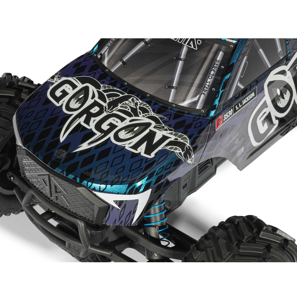 ARRMA ARA3530T1 1/10 GORGON 223S 2WD RTR Monster Truck, Blue/Black - Image 20