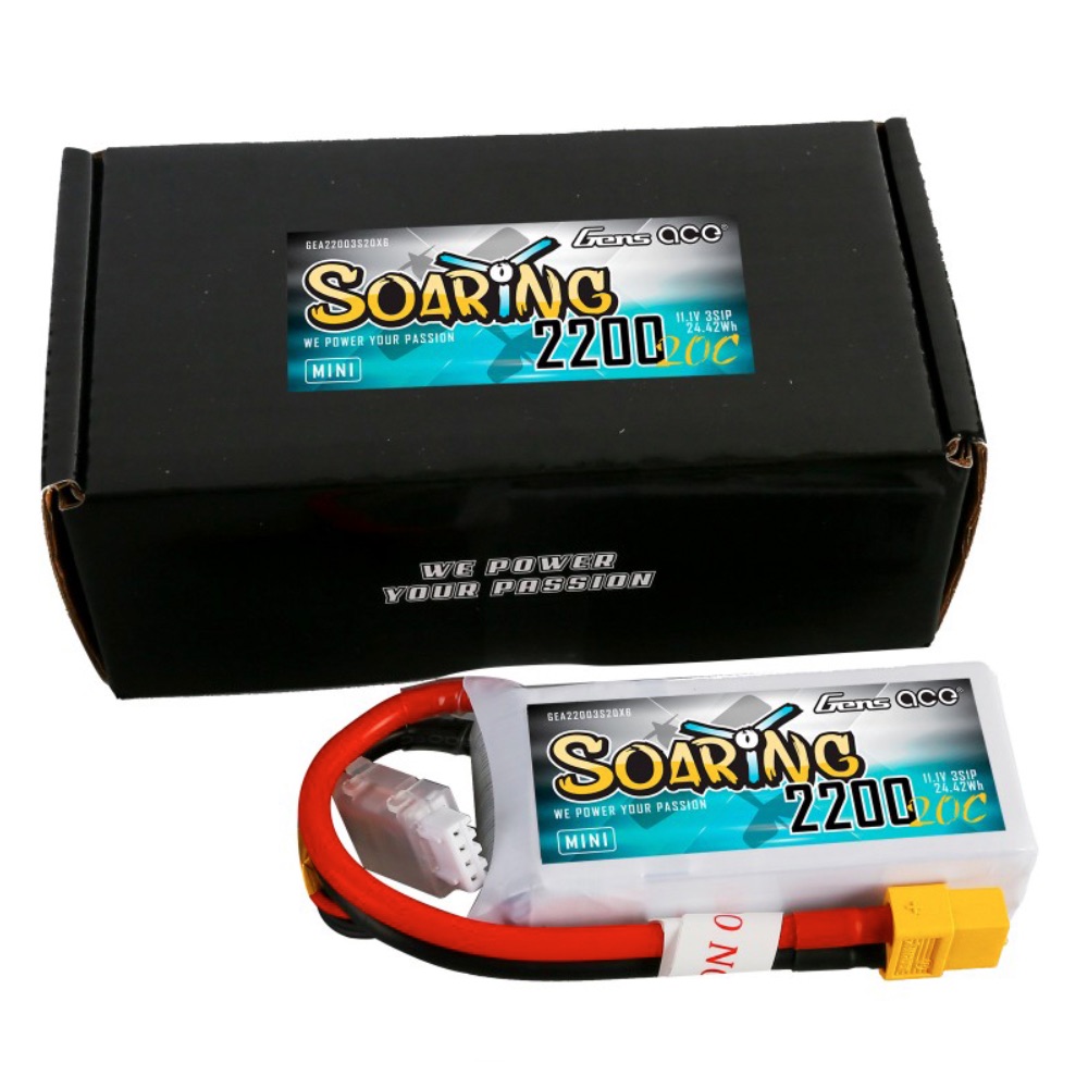 Gens Ace G3S2200-20X6 Li-Po 3S 11.1V MINI 2200mAh 20C Soaring with XT60 - Image 4